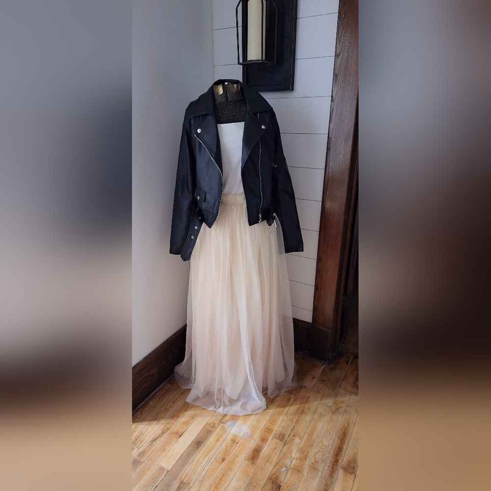 LC Lauren Conrad Ombre Cream and Pink Long Tulle Maxi Skirt